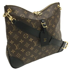 Louis Vuitton Odeon NM Noir Black Crossbody Bag Zipper Leather Brown